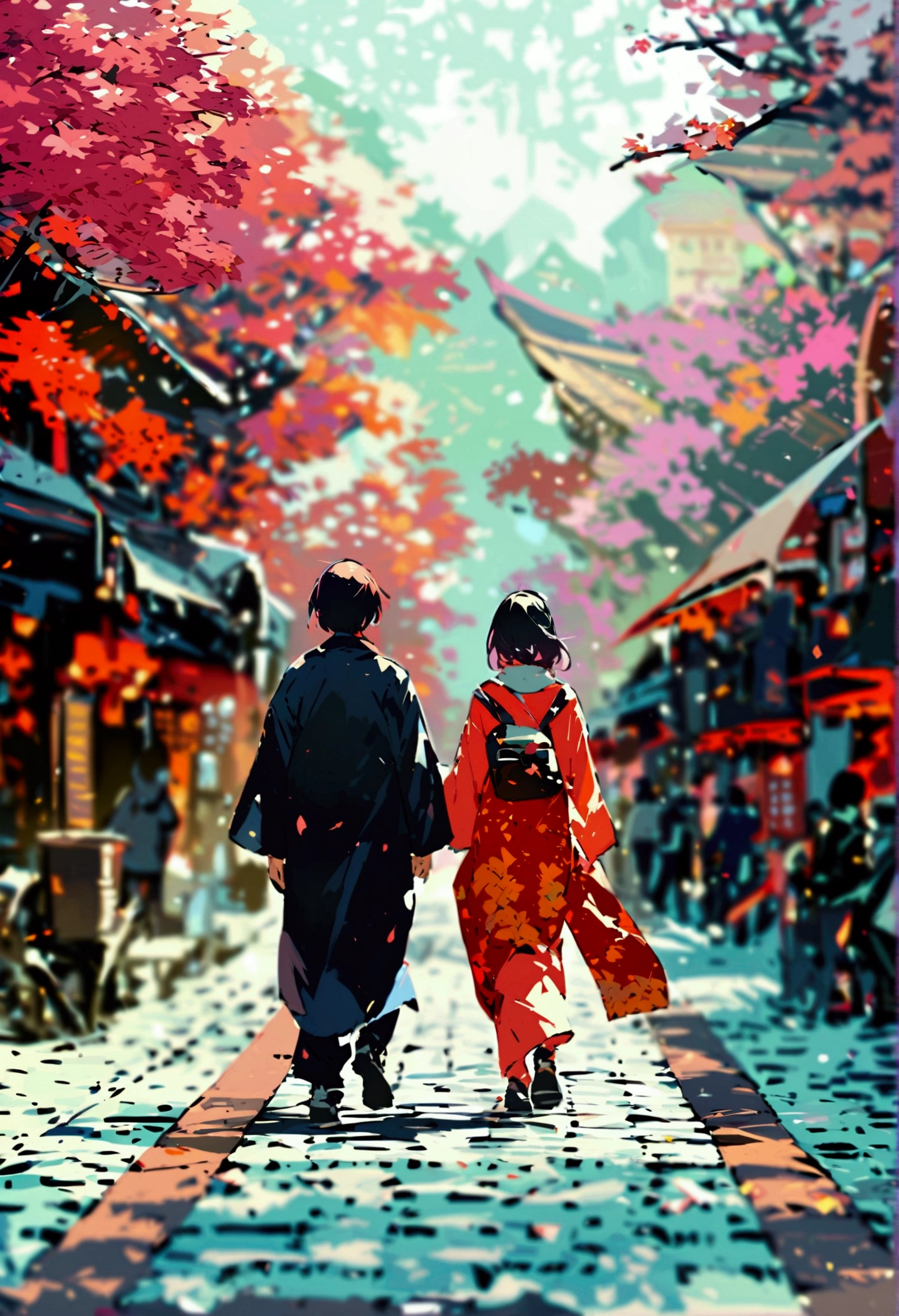 People walk