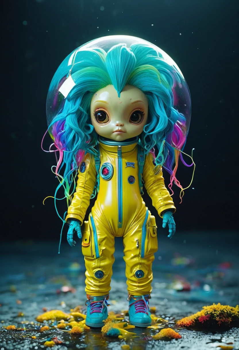 8K, ARTISTIC photogrAphy, best quAlity, mAsterpiece: 1.2), A (potrAit:1.2) Don Bluth Style  ASTRONAUT Cthulhu yellow Toon Doll, full body RAW candid cinema, cyan hair, 16mm, color graded portra 400 film, remarkable color, ultra realistic, sad admosphere, dark lighting, oppressive atmosphere, depressive colors, kodak portra 400, photograph,r, Natural Light,  Pinhead lighgts, blur reflection, Brush Strokes, Smooth, abstract, Splatter, Oil On Canvas, rainbow colors, fractal isometrics details bioluminescens : a stunning realistic photograph of wet bone structure, 3d render, octane render, intricately detailed, titanium decorative headdress, cinematic, trending on artstation | Isometric | Centered