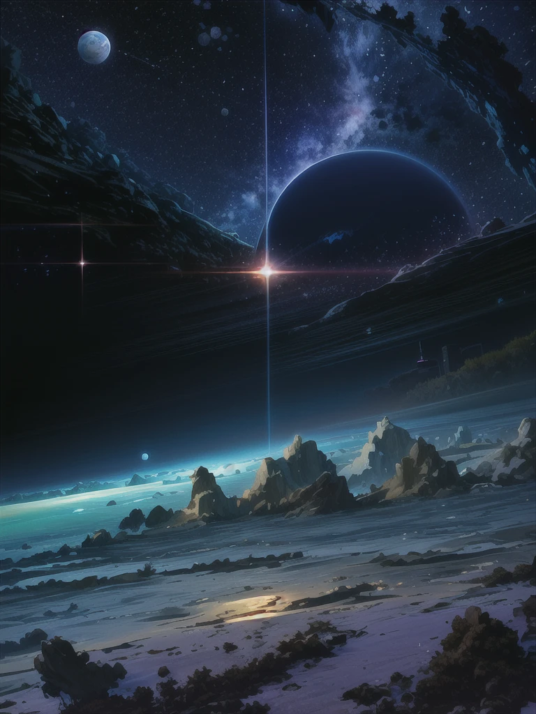 a dramatic landscape with nigra falls, night sky full of twinkling stars and glowing planets, (best quality,4k,8k,highres,masterpiece:1.2),ultra-detailed,(realistic,photorealistic,photo-realistic:1.37),dramatic lighting,dramatic composition,cinematic,epic scale,stunning natural beauty,moody atmosphere,dramatic lighting,glowing stars,glowing planets,dramatic water flow,detailed water simulation,detailed rock formations,detailed foliage,lush vegetation