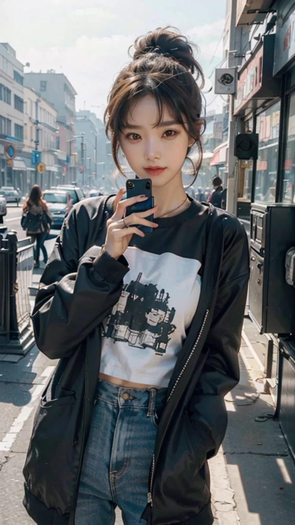 ((beautiful girl with cell phone in hand)) 4K 8K:: realistic::4 cyberpunk::1 --v 4 --quality 2  