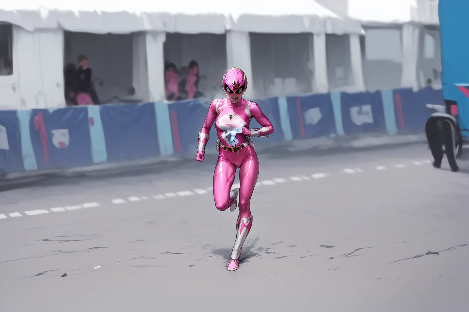 Pink Ranger, power ranger, slender woman, run