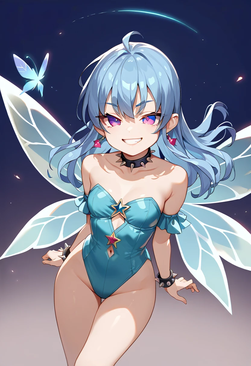 Ice bird, large breasts (G size), ice bikini, ice bird wings, light blue hair, blue eyes