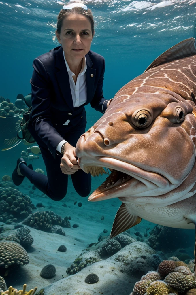 The politician Mathilde Panot fused with a grouper