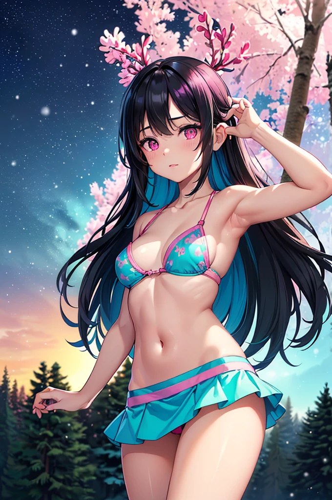 rave woman,1 woman 45 years old ,((extremely cute and beautiful black haired girl)),(breasts big:1.4),(Asian girl),((((Black hair with turquoise highlights:1.35,slickedback hair,long hair:1.4,colored inner hair,ear breathing)))),(((Pink_eyeballs:1.3))),intricate eyeballs,beautiful detailed eyeballs,symmetrical eyeballs,((fatter)),((((shining skin:1.5,skin tanned,shining skin:1.5,skin tanned,shining skin,very shining skin,shinny body)))),(spider lower abdomen,inflated legs,body detailed,(face detailed)), cute,slutty,seducer,Erotic,(nsfw), zetai ryouiki,revealing clothing,show the skin,((rave print rave bikini,((rave mini skirt)),visible thong straps)),((underwear strap)),(wearing a rave dance outfit:1.3,rave dance clothes,semi-nude,with little clothes),((intricate outfit,intricate clothes)), (dynamic pose:1.0),embarrased,(centred,scale to fit dimensions,rule of thirds), ((snowy pine forest at night)), with dark and stormy clouds,winter,scenario:1.25,((snow forest background)),Christmas tree, high resolution,sharp focus,(ultra detaild,extremely detaild),(photorealistic art:1.37),(extremely detaild CG unity 8k wallpaper),(((swirly vibrant colors,vibrant theme))),(intricate),(work of art),(best qualityer)