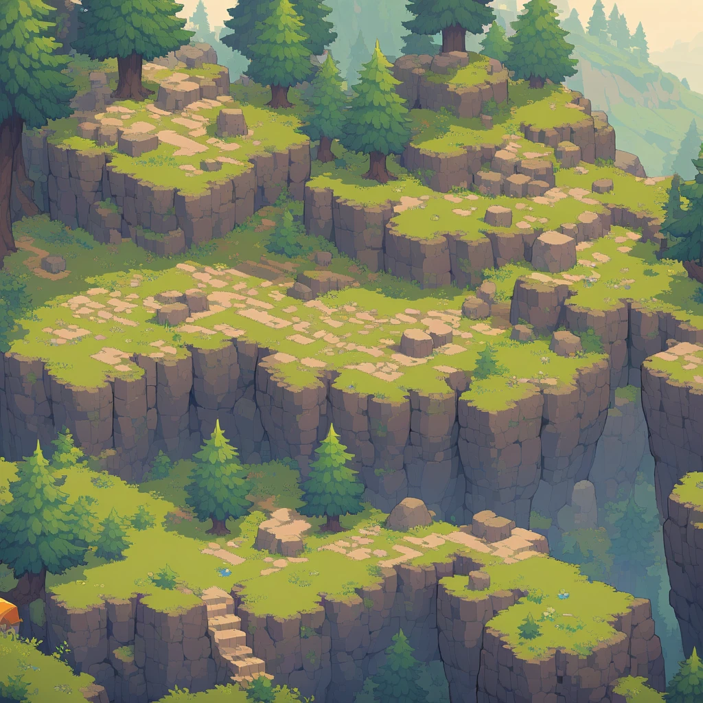 retro video game style,pixelated, vibrant pastel colors,8-bit characters,blocky shapes,sharp lines,detailed shading,classic gaming vibe,nostalgic atmosphere,classic arcade games,masterpiece:1.2,ultra-detailed,illustration style, 2d texture, stone texture, 4 k seamless mud texture, video game texture, dirt texture, tileset, game tiles, grass, 3/4th perspective trees, 3/4th perspective tileable rock texture, 3/4th perspective tileable cliff formations, tileable trees, topdown view, game texture, game art, tileable texture, very detailed cliff texture, intricate stones, top down view, 3/4th perspective
