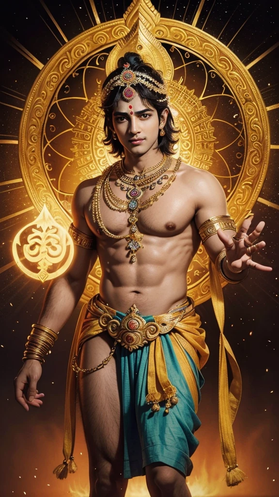 Based on Hindu Mythology, Sanatan Dharm, The Great Lord Shri Krishna from most ancient times of Mahabharat, Mega War Scene, Total Havoc, Insane destruction, Lord Krishna standing tall and heavenly creates different among all, with most auspicious and influencing and dominating personality, Controlling the chariotte, Complete divine presence, verygood quality very realistic 4k depiction, krishna as Saviour,Krishna as God, Hindu God, Real God, Most Powerful God