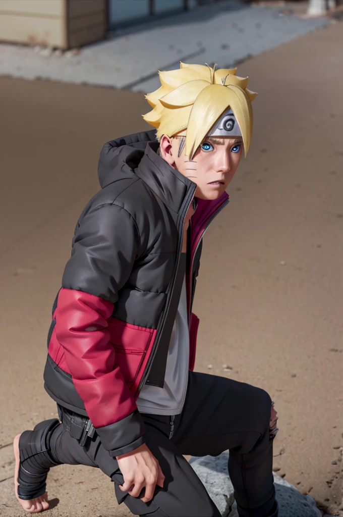 boruto, Closed wallistic appearance. Inspired by Naruto Uzumaki from Naruto, photograph (photographrealism) (Realistic) (Ultra HD) (8K Wallpaper) (The finer details) (Extreme details of the face)