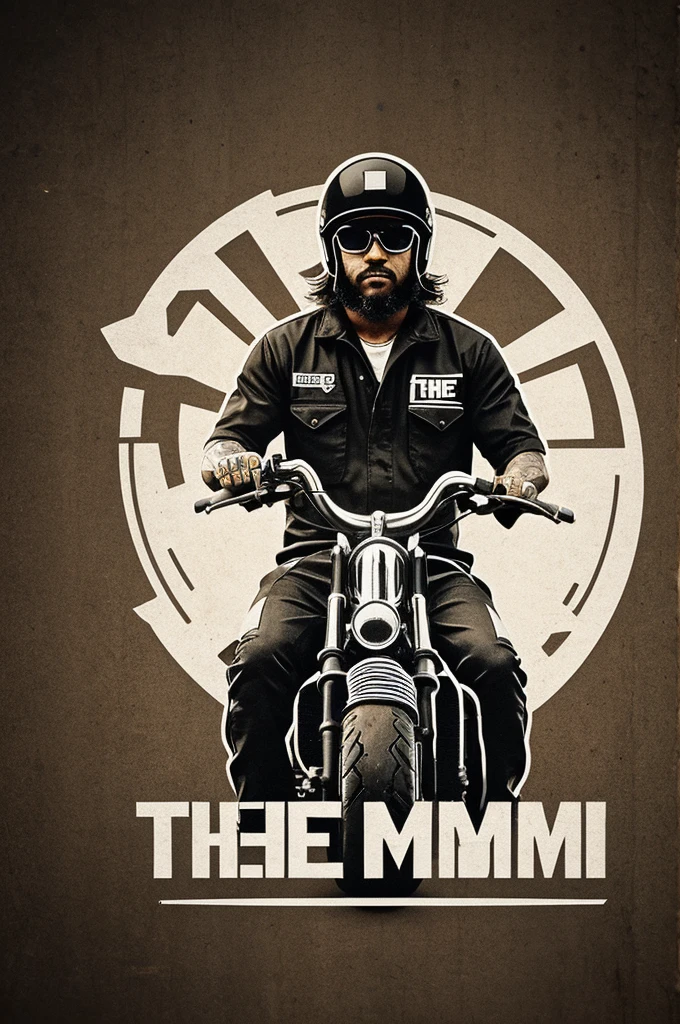 Logo with the name "the homie" with a motorcycle mechanic workshop theme, minimalist style