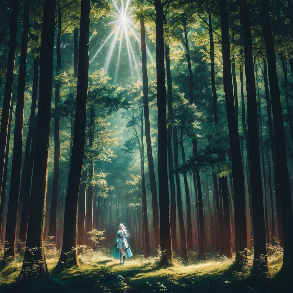 anime girl in a forest with a sword and a shining light, 4k anime art wallpaper, 4K anime art wallpaper, anime lush john 8k woods, 8K anime art wallpaper, magic forest in the background, cyberpunk forest, magic forest, in a magic forest, anime wallpaper 4k, anime wallpaper 4k, anime wallpaper 4k, bright forest