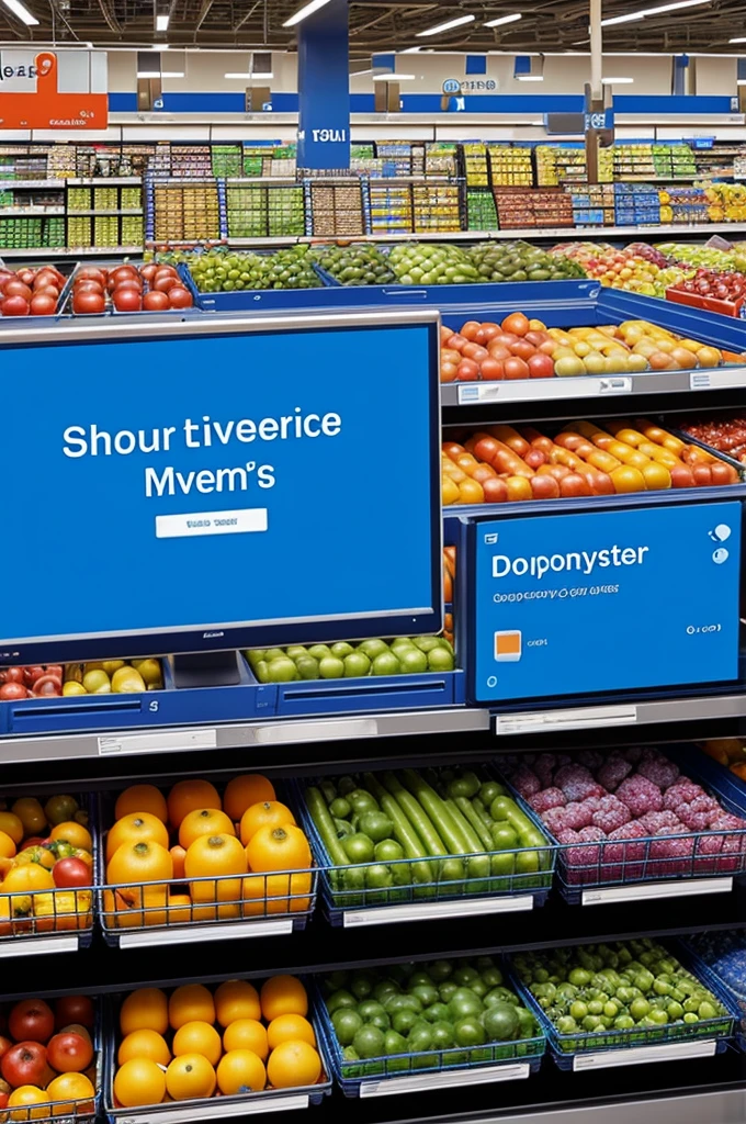  The system showing inventory management. With blue backgrounds on a computer in a grocery store 