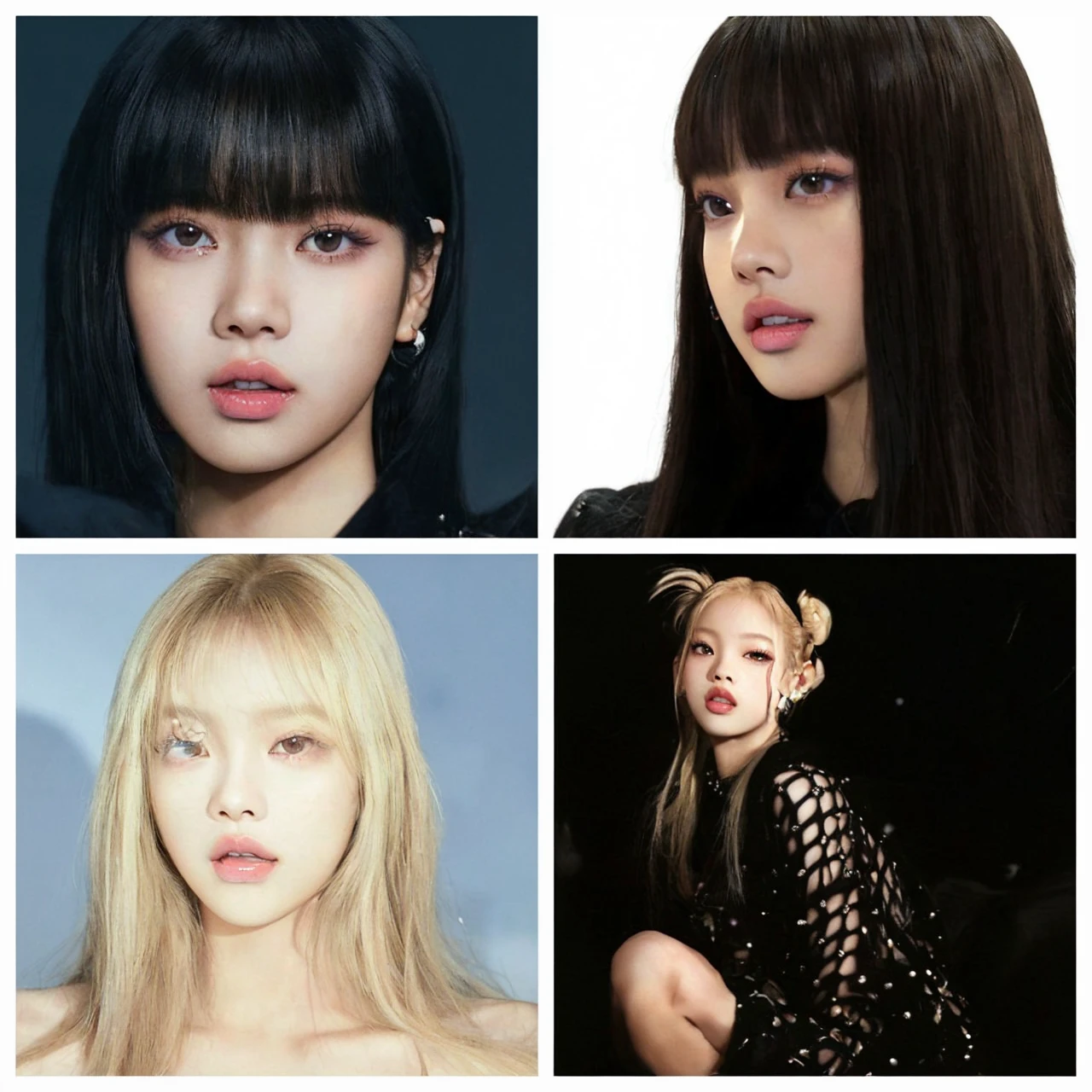 Close-up of a woman with long blonde hair, Lisa de blackpink, Retrato de Lisa de blackpink, Jennie the Blackpink, wongyoung de ive, Nariz de Lisa de blackpink, labios de Jennie the Blackpink, South Korean popular makeup, wongyoung de ive, Retrato Lisa de blackpink, pastel pink skin tone, Lisa de blackpink, blackpink jennie popular korean makeup.