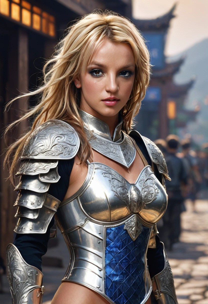 a close-up of a woman in a silver and blue dress, chengwei pot at art station, 由杨J, detailed fantasy art, Stunning character art, fanart best art station, epic and exquisite character art, beautiful armor, 极其详细的Artgerm, detailed digital art , no artstation pixiv, girl in armor Britney Spears, best qualityer, realisitic, realisitic, award-winning illustration, (Highly detailed face and skin texture), (fully body), (Complicated Detail: 1.2), (finely detail), (Complicated Detail), (Cinematic Lights, luz de fundo de best qualityer), Sharp lines, sharp focus, offcial art, unity 8k wallpaper , absurdrez, unbelievably absurd, huge filesize, Ultra naked girl , Fantasyart, RTX,((Closing-up photo by award-winning studio)), , (Shut your mouth), , perfect hands, beautiful detailed eyes, face perfect