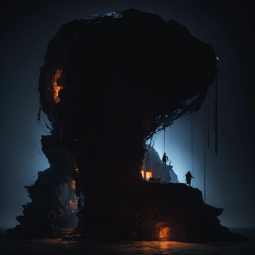 90^(3), they are living after midnight,deep wiew,ultra high resolution,hyperdetailed, masterpiece, 3d modelling, abstract art, digital art.

