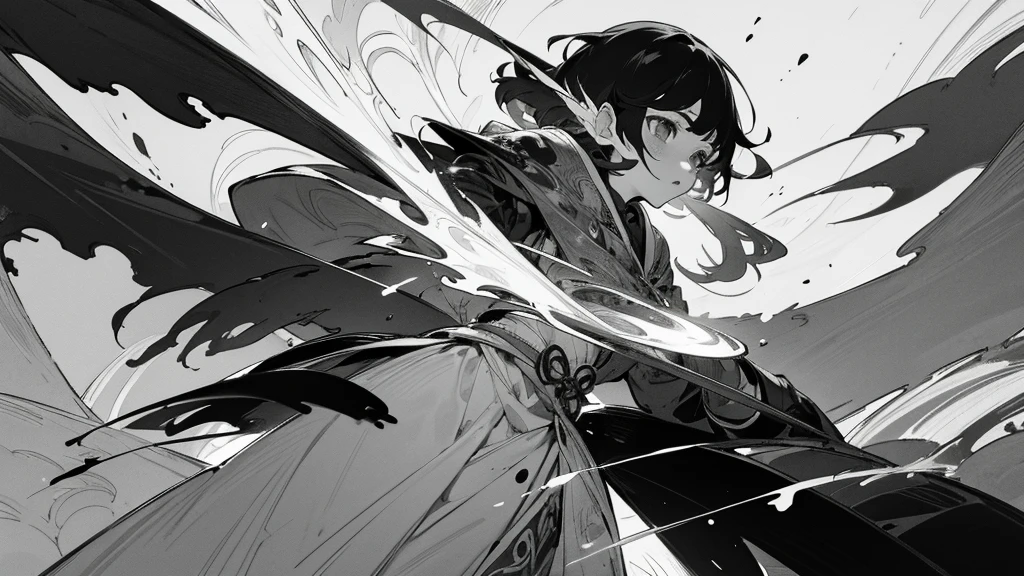 firefly, sentai, fairies, forest, magical girls, ink splatter, ink, black and white illustration, sketch, highly detailed, high quality, masterpiece, inky, line art, strong line art, flowing, beautiful, picturesque