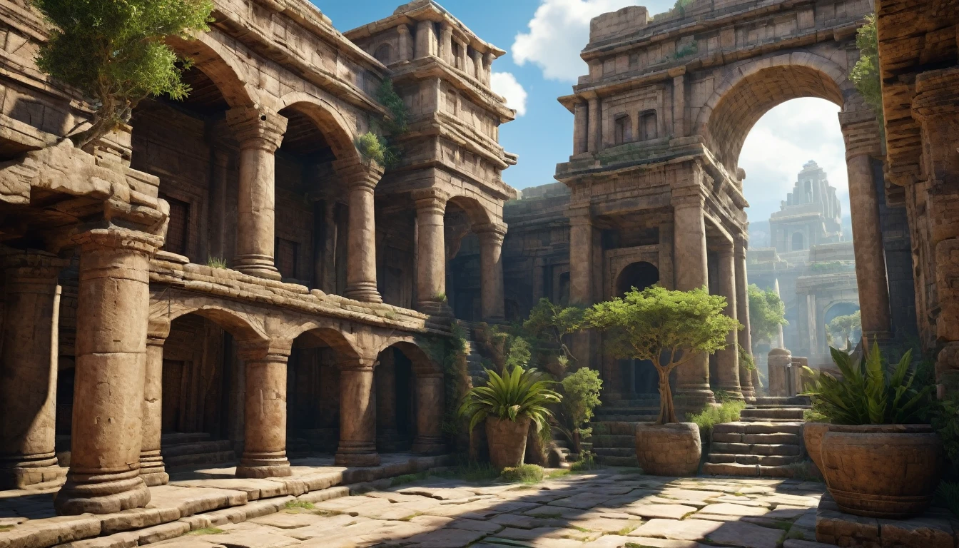 Image of an ancient city,do interior, PICTURE REALISTIC, high resolution, 8K