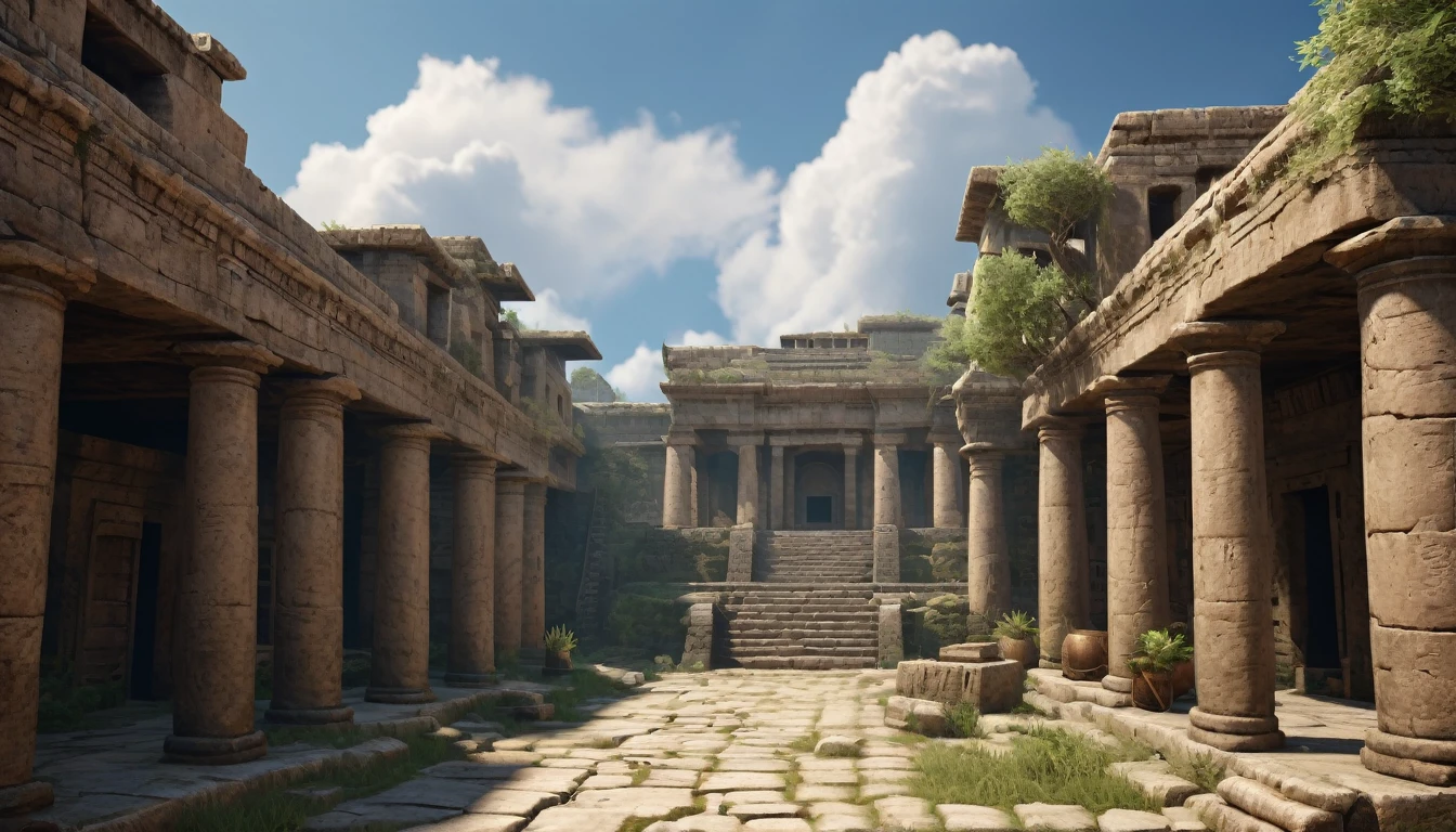 Image of an ancient city,do interior, PICTURE REALISTIC, high resolution, 8K