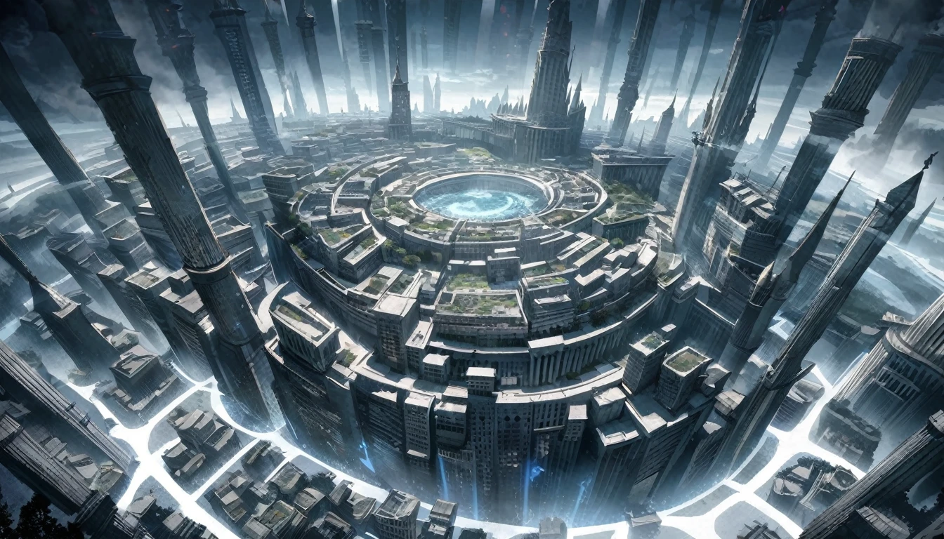 anime aestetics, anime scenery,( unerground city:2), medieval city, shining celling,( blue and grey colours: 2), mystic city, gothic architecture, multy leveled city, elden ring, dark fantasy, dnd, beautiful scenery, nokron, dim light, white candles, wide shot, from above, atmospheric perspective, perspective, highres, best quality, 8k, super detail, masterpiece