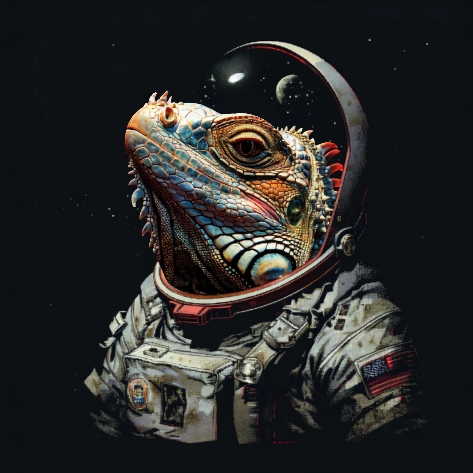 lizard in space suit with moon in background, reptilian space alien, sci-fi lizard alien, amazing space creature 4 k, by Justin Gerard, reptilian warrior, sci-fi lizardman, lizardman art, reptilian, aztec astronaut, hedgehog cosmonaut portrait, portrait of an astronaut, inspired by Bob Eggleton
