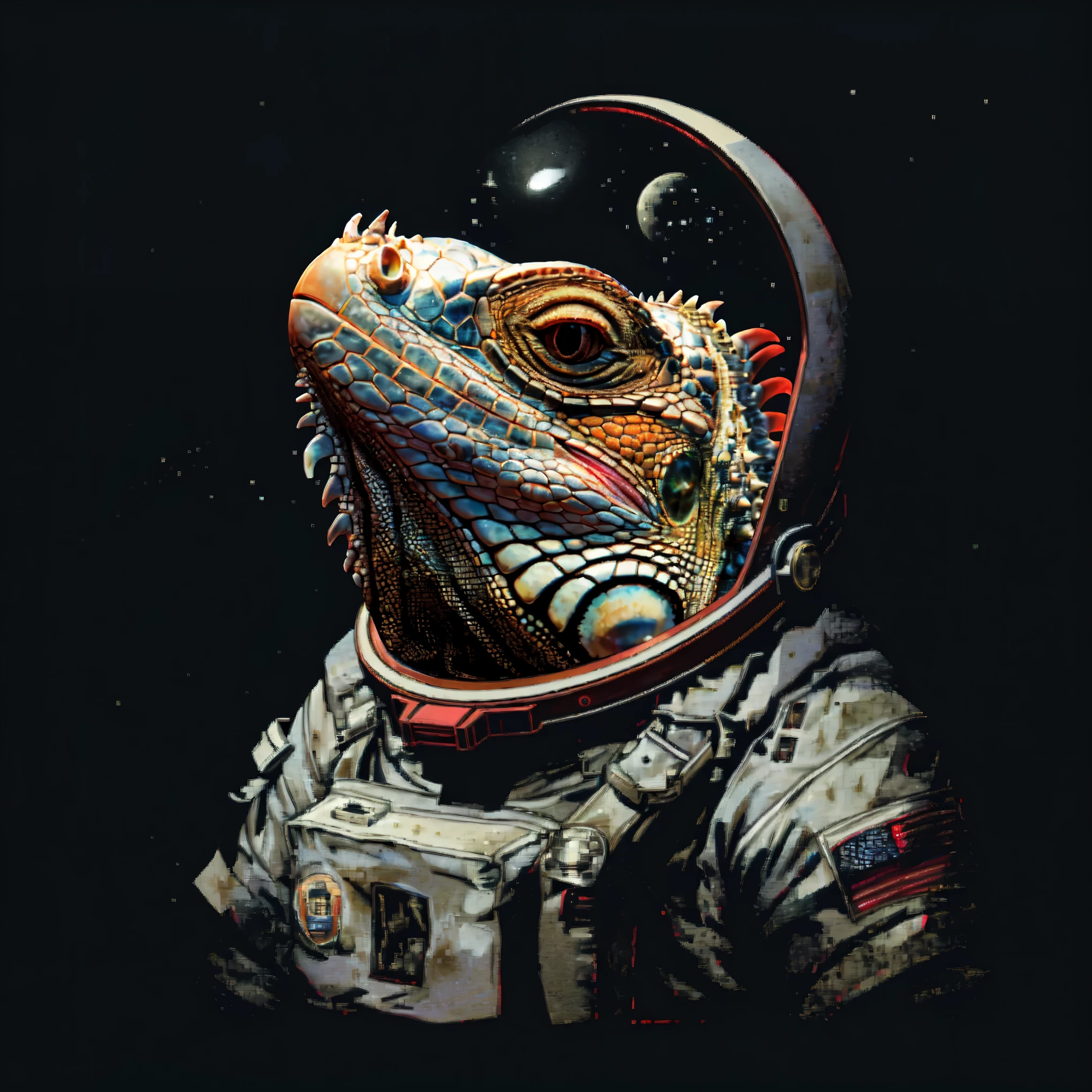 lizard in space suit with moon in background, reptilian space alien, sci-fi lizard alien, amazing space creature 4 k, by Justin Gerard, reptilian warrior, sci-fi lizardman, lizardman art, reptilian, aztec astronaut, hedgehog cosmonaut portrait, portrait of an astronaut, inspired by Bob Eggleton