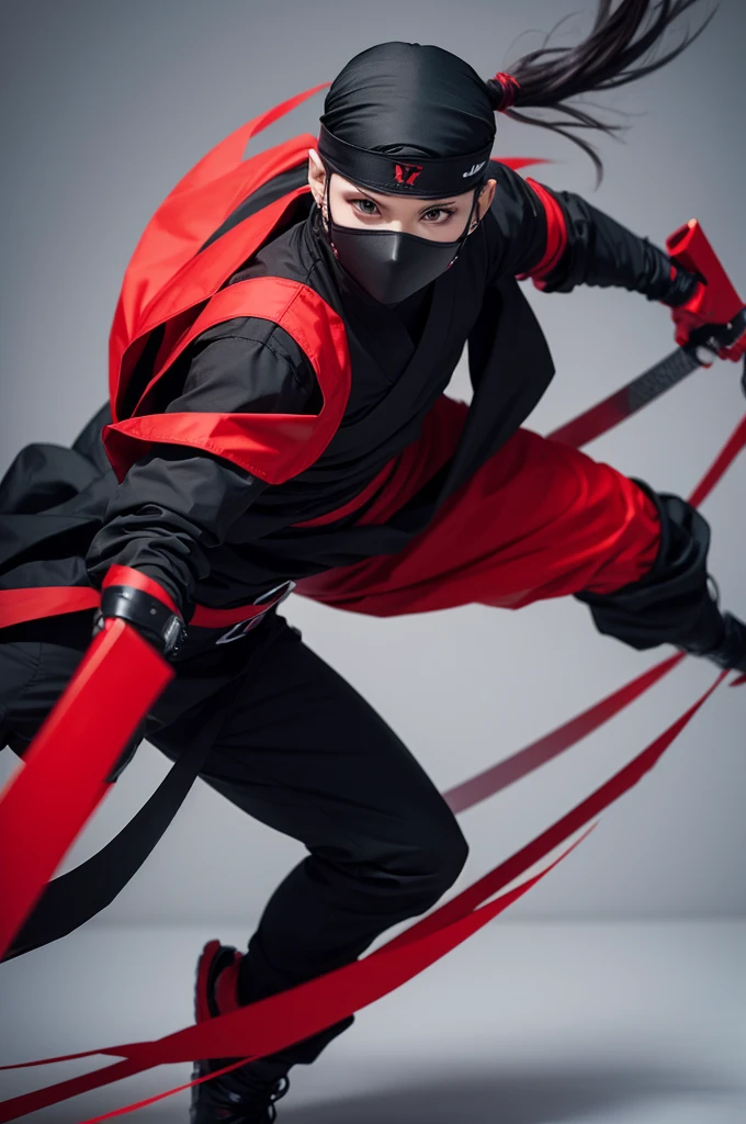 Ninja wearing black and red 