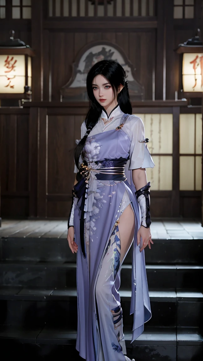 (masterpiece), best quality, expressive eyes, perfect face, HD, Benisato, kunoichi, snakes tattooed, She is a tall and matured woman with a slender curvaceous build with long legs and arms, Although a ninja herself, Benisato has the appearance of a beautiful and seductive geisha, She has porcelain skin and long dark hair tied back in a coif with a hairpin and traditional comb, Benisato is covered in serpent tattoos that come alive when she uses her powers and will usually appear naked during a battle to throw off her male victims, She wears traditional Japanese geisha robes, full body, pants, long sleeves, vest, sandals, kimono, Hongli, snakes supranatural 