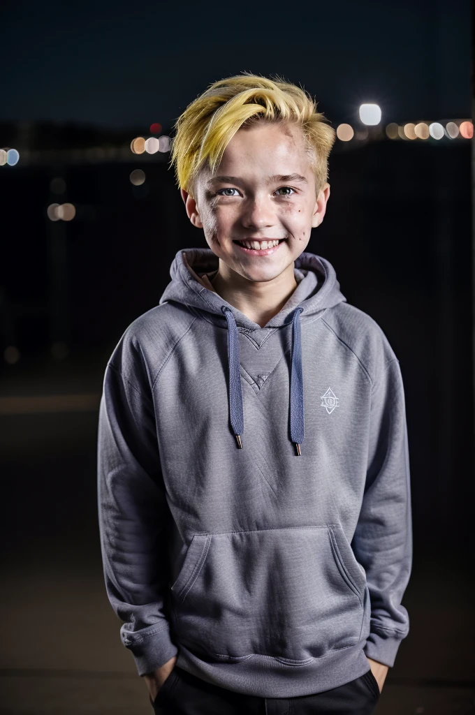 masterpiece, Super detailed, One boy, Male Focus, Upper Body Shot, Uzumaki Boruto is wearing a maroon streetwear hoodie, Yellow Hair, blue eyes, View the viewer, smile, Vibrant colors, urban landscape background, Dynamic Lighting, Highly detailed face, stylish, Urban style, Calm Demeanor, Bokeh, Blurred Background,