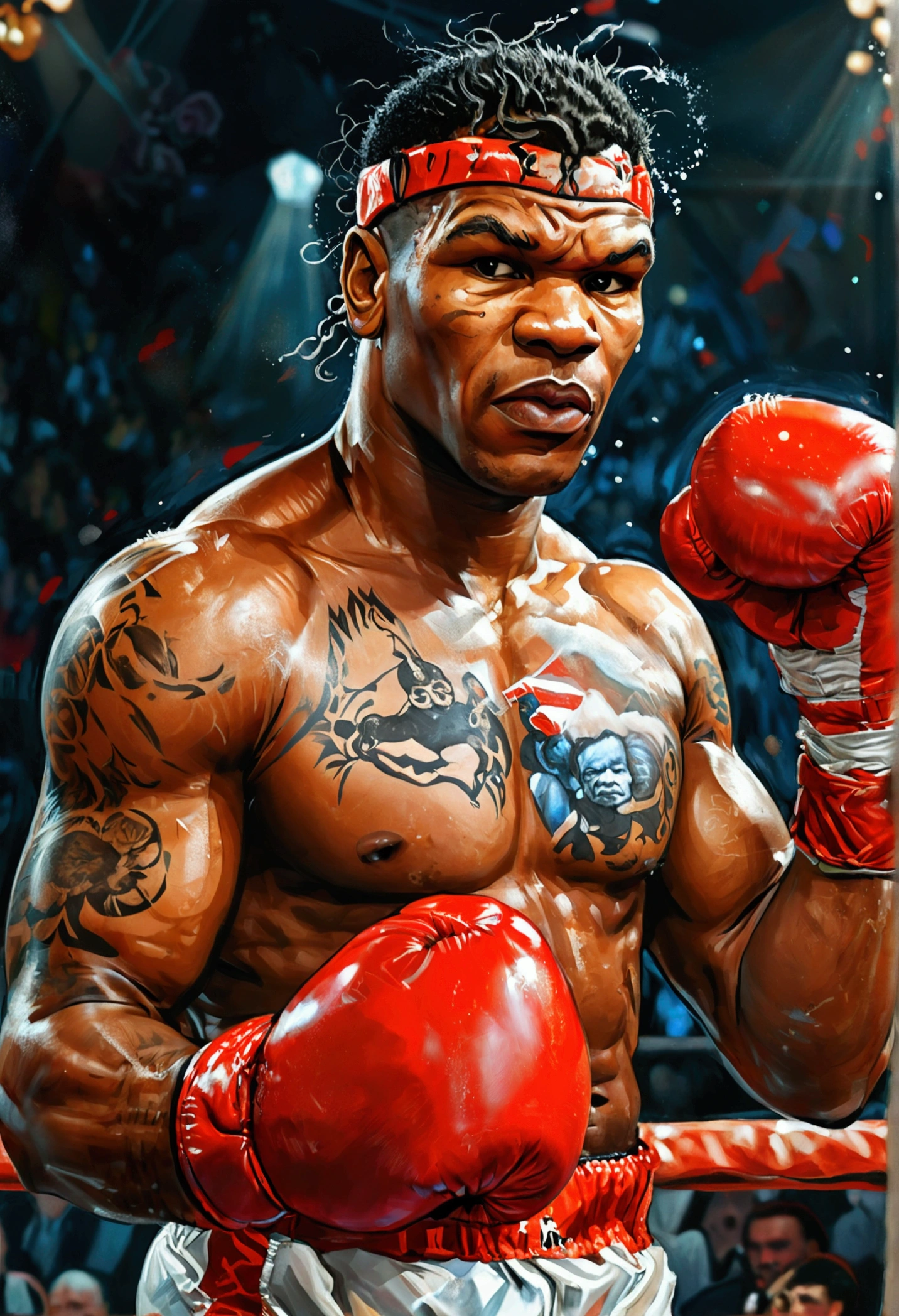 caricature of Mike Tyson in a boxingring