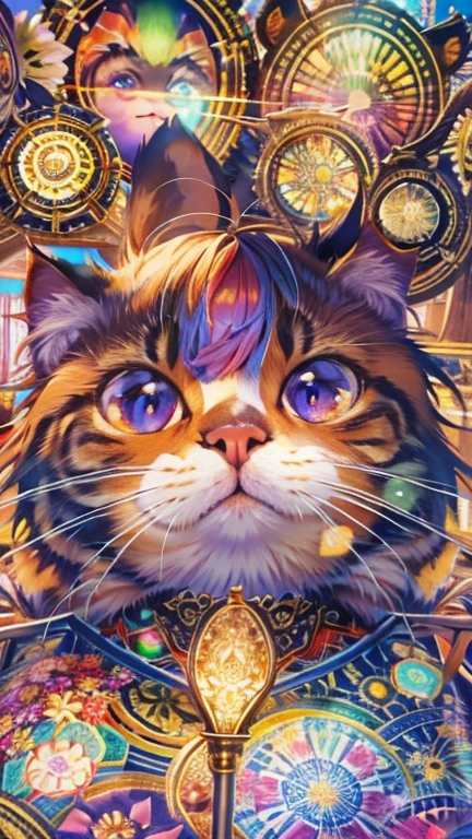 a group of cats sitting in a circle on a picnic blanket with magical circles, beautiful detailed eyes, beautiful detailed lips, extremely detailed eyes and face, long eyelashes, best quality, 8k, highres, masterpiece:1.2, ultra-detailed, HDR, UHD, studio lighting, ultra-fine painting, sharp focus, physically-based rendering, extreme detail description, professional, vivid colors, bokeh, fantasy, digital painting, whimsical, warm lighting, lush, dreamlike