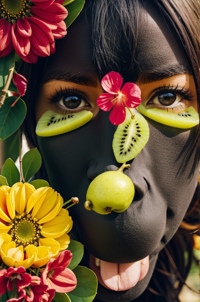 A nose and fruits and flowers 