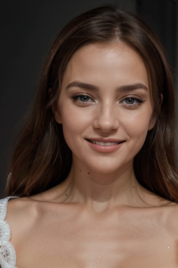 Create an ultra-realistic image, in the highest resolution possible, of a beautiful 20-year-old girl with blonde hair. The image must have extremely sharp skin details, making it look like a real photograph. The eyes should be perfect, with a natural shine; eyelashes detailed and well-defined; eyebrows symmetrical and well-shaped; lips perfectly shaped and of a natural tone; and a nose proportional and without imperfections. The facial features should be well-marked and defined.