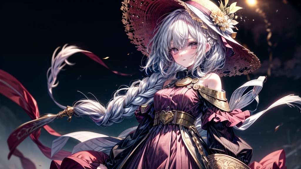 4K anime style quality,digital drawing mode,cute Moe anime cute female,wearing Fringe raffia paper hat ,Flashy fashion,wearing wool and silk dress at night,gold accessories,Blur the background to create a three-dimensional effect, atmosphere,sauna,beautiful pure skin ,Brush your hair back,beautiful pure white skin a,glossy long Braid hair,glossy pink lip, beautiful skin,beautiful femaled,high detail eyes textuer,gold white,fullbody,cute face,8 life size,perfect anatomy,Smooth hair,detailed pure skin texture, dynamic pose, full HD, 4k,HDR, perfect anatomy, depth of field,