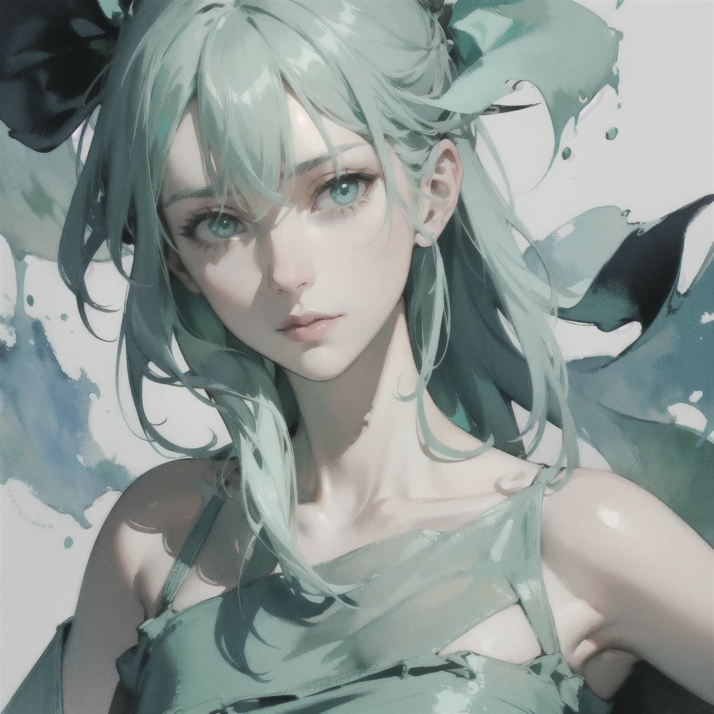 Deep subliminal, Surrealism, in watercolor style, Photorealism, discreet mint and emerald shades