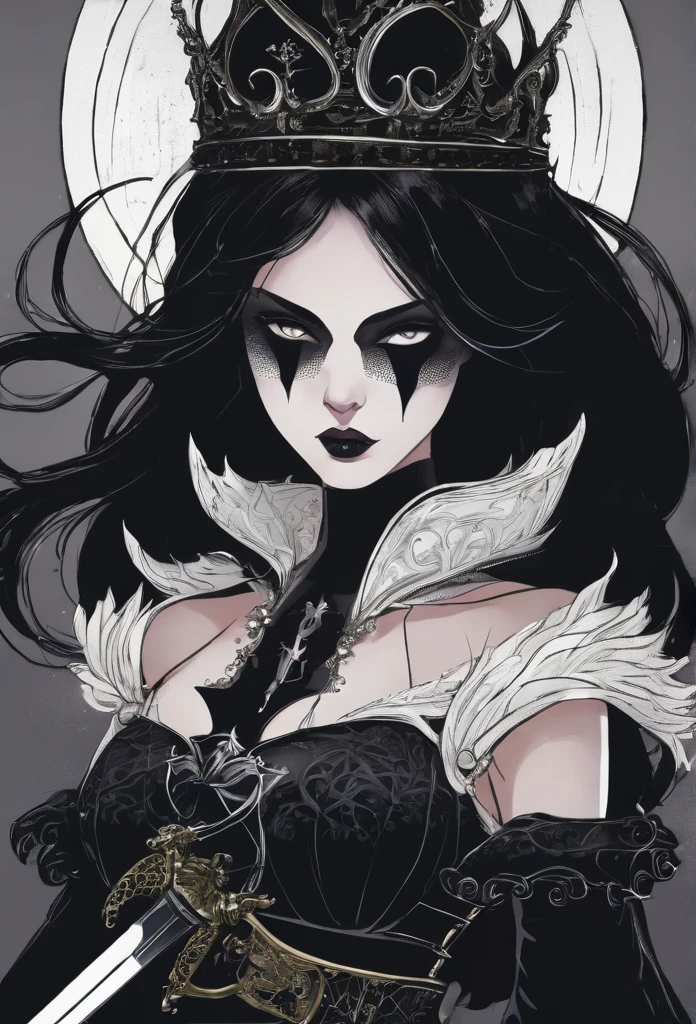 "Girl with sword and dark style queen of the night