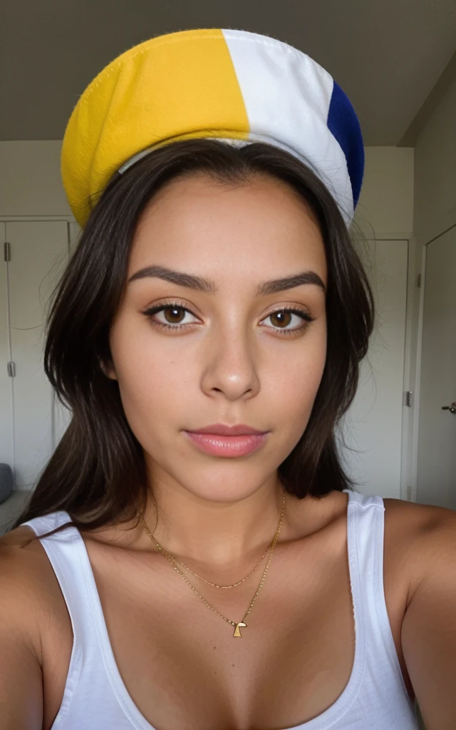 Fille colombienne latine hyper réaliste de 23 ans avec des taches de rousseur, selfie d'humeur pour instagram, ultra définition, (photoréaliste: 1.4), 8k, rond 30G gros ,photoréaliste, meilleure qualité, hyper détaillé, belle femme aux cheveux bruns clairs naturels, devant le château de Windsor, Comté de Berkshire, ambiance vintage, pose séduisante devant le château, belle culotte blanche à robe fleurie, Fujifilm X100V, ultra haute résolution, Meilleure ombre, rouge à lèvres, brut, LUT Instagram, boucles d'oreilles rondes, regards majestueux, (dehors), grain de film élégant, pose sexy montrant tout le corps, regards majestueux, regarder la caméra avec des yeux sensuels, cheveux mignons