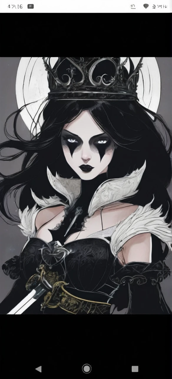 "Girl with sword and dark style queen of the night
