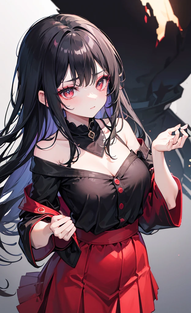 Close up, portrail of a vampire, smiling showing very long fangs, ready to bite the viewer, crystal sapphire eyes, red lips, long wavy hair, very black hair. Elegant Prussian blue uniform, golden details, highly detailed.