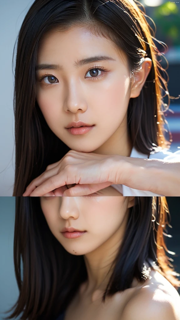 (masterpiece),(Highest quality:1.2),(Very detailed:1.2),(High resolution),(Photorealistic Stick),(RAW Photos),8K,Backlight,(Depth of written boundary),(Sleek lighting:1.2),Close-up of a naked woman,Soft portrait shots,Beautiful Japanese Women,Gorgeous face portrait,(Eye light,Sharp pupils,Detailed eye drawing,)Very beautiful face,(Detailed skin texture:1.3),Beautiful portrait,A lovely and delicate face,Beautiful young Japanese woman,Look this way,front,(POV shot),(sleepy)