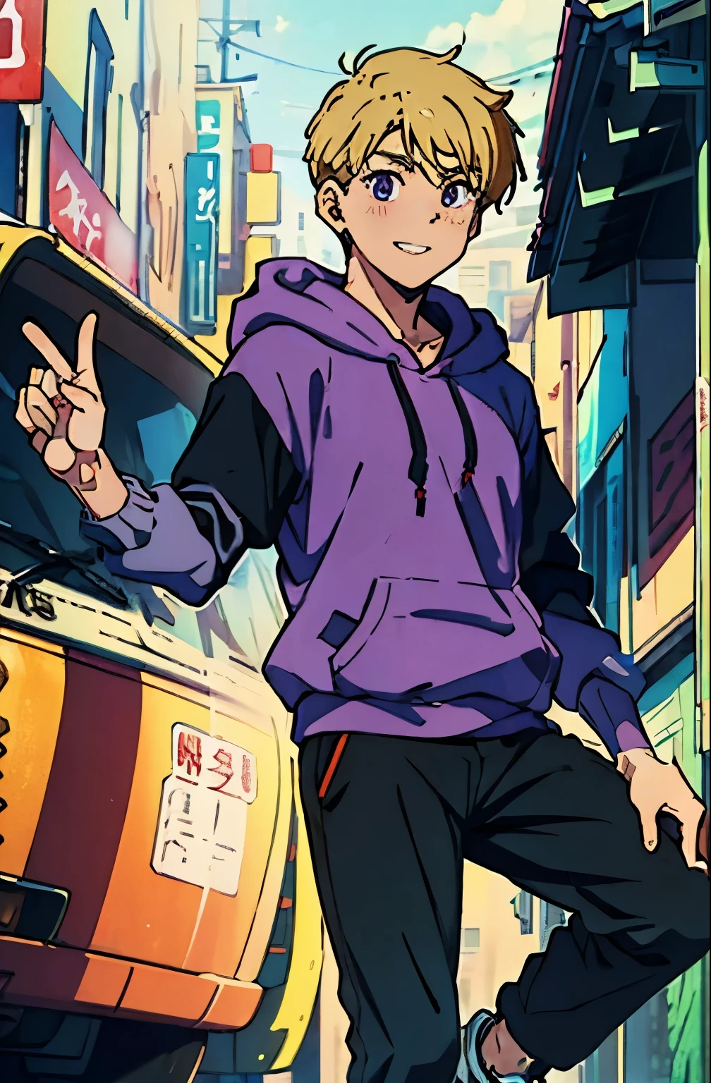 8k, original, (((1boy, solo))), illustration, mix, hd, absurdres, lora ((mappa studio style)), anime style, 2d, celshade style, digital art, inpaint, sweater, long tight sleeves, black sleeves