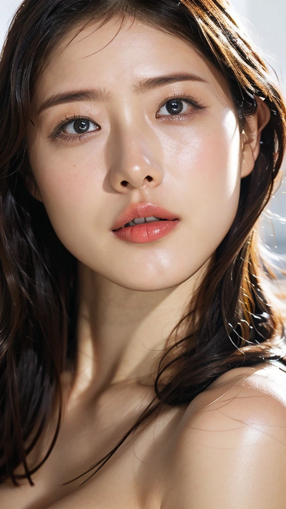 (masterpiece),(Highest quality:1.2),(Very detailed:1.2),(High resolution),(Photorealistic Stick),(RAW Photos),8K,Backlight,(Depth of written boundary),(Sleek lighting:1.2),Close-up of a naked woman,Soft portrait shots,Beautiful Japanese Women,Gorgeous face portrait,(Eye light,Sharp pupils,Detailed eye drawing,)Very beautiful face,(Detailed skin texture:1.3),Beautiful portrait,A lovely and delicate face,Beautiful young Japanese woman,Look this way,front,(POV shot),(sleepy),(orgasm,ecstasy,ascension):1.8,ahegao:1.6