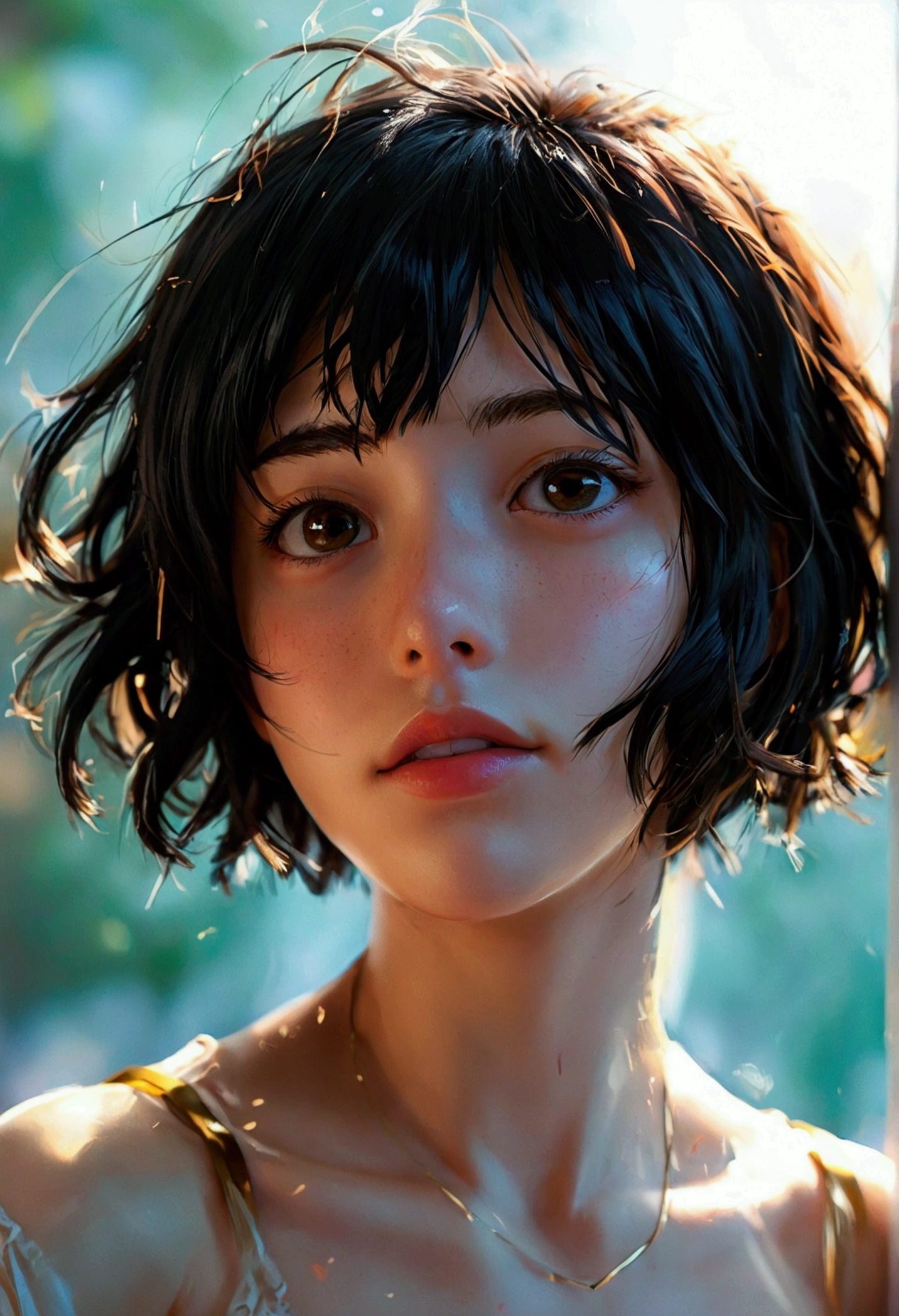 My hero academia girl with short Black hair and brown eyes