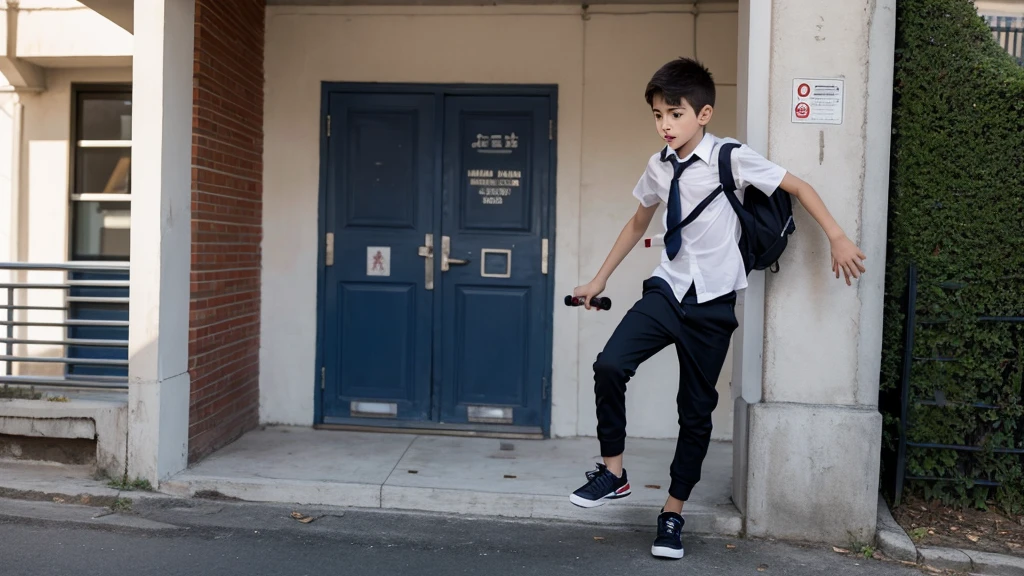 boy escaping from school, School, rebellious boy, portada de boy escaping from school