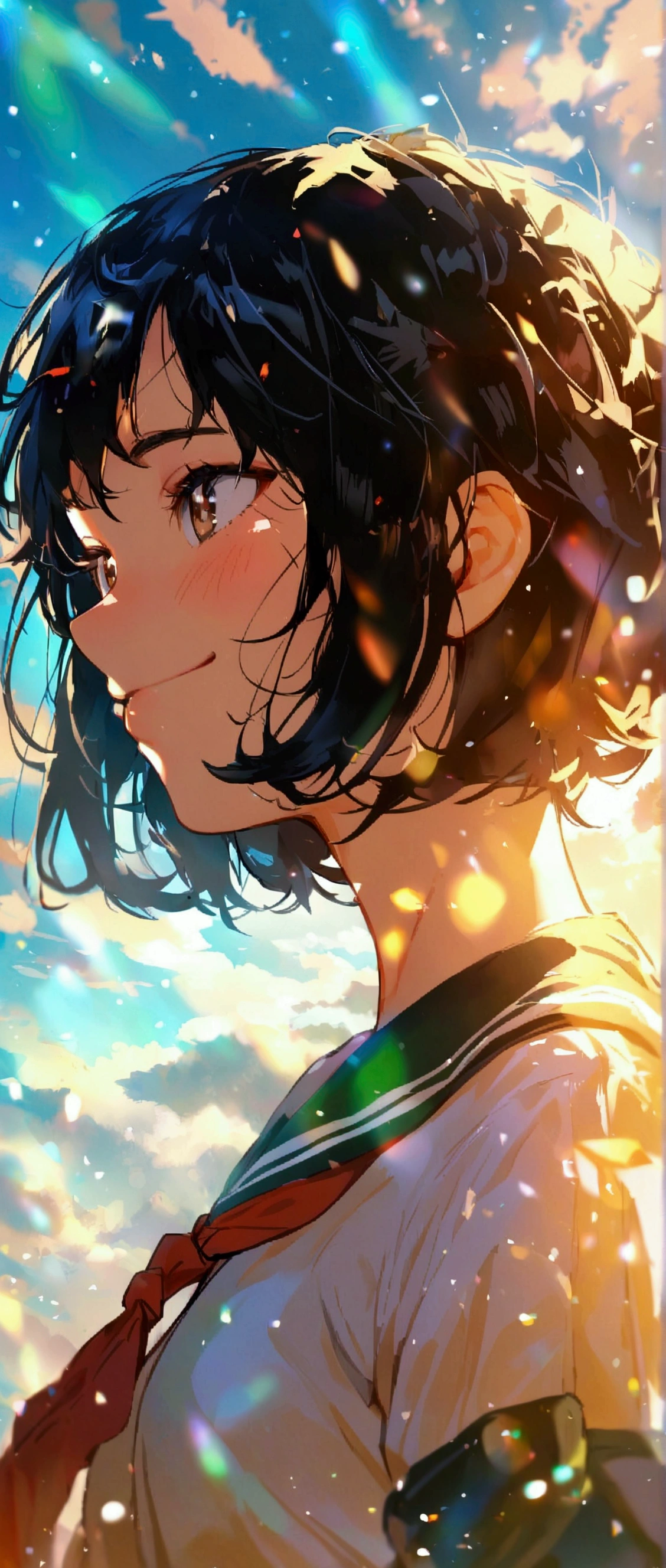 My hero academia cute Smiling female with short Black hair and brown eyes