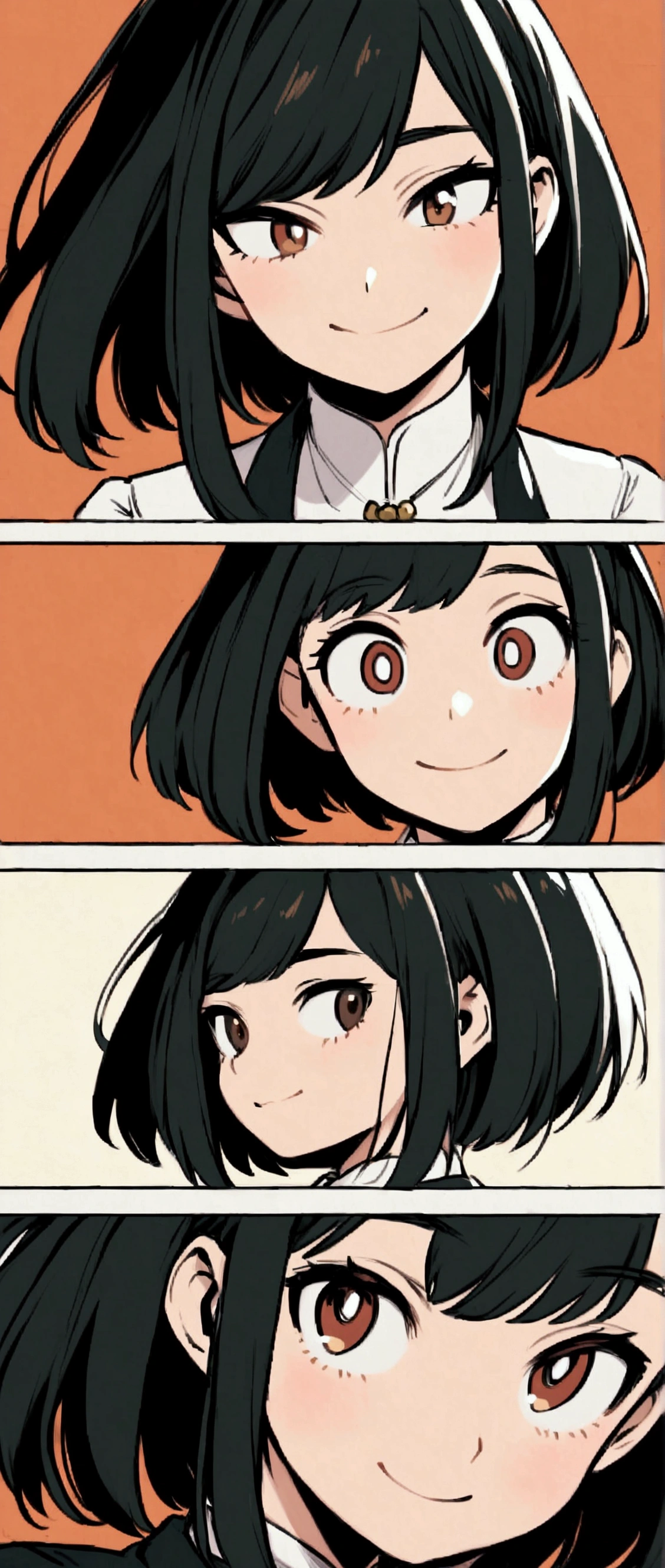 My hero academia cute Smiling female with short Black hair and brown eyes
