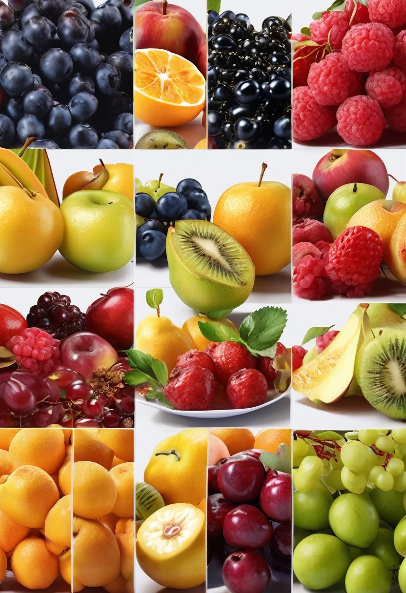 masterpiece, Highest quality, (Highly detailed CG unit 8k wallpaper) (Highest quality),Arrange all kinds of fruits from around the world neatly on a cart and take a photo of them from an oblique angle in the style of a product shoot.。