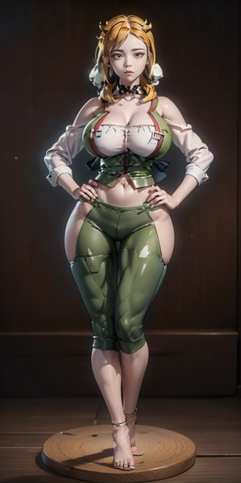Scenary: Plain background Character: Solo Female: Body, full body toe to head: Tall and slim with an hourglass figure Toned and muscular physique Slender abs Perfect anatomy (hands on hips, good hands, best hands)