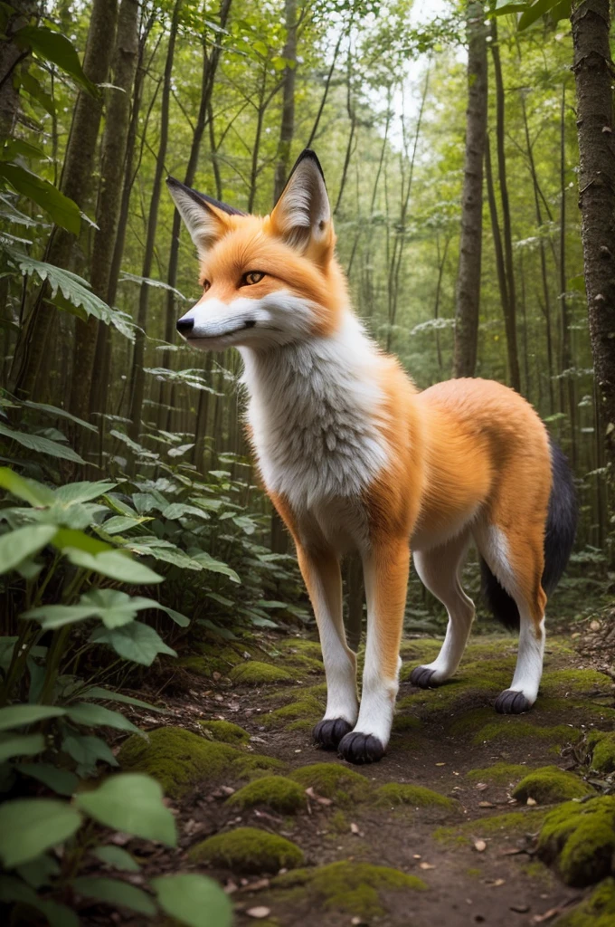 Kitsune fox in the forest