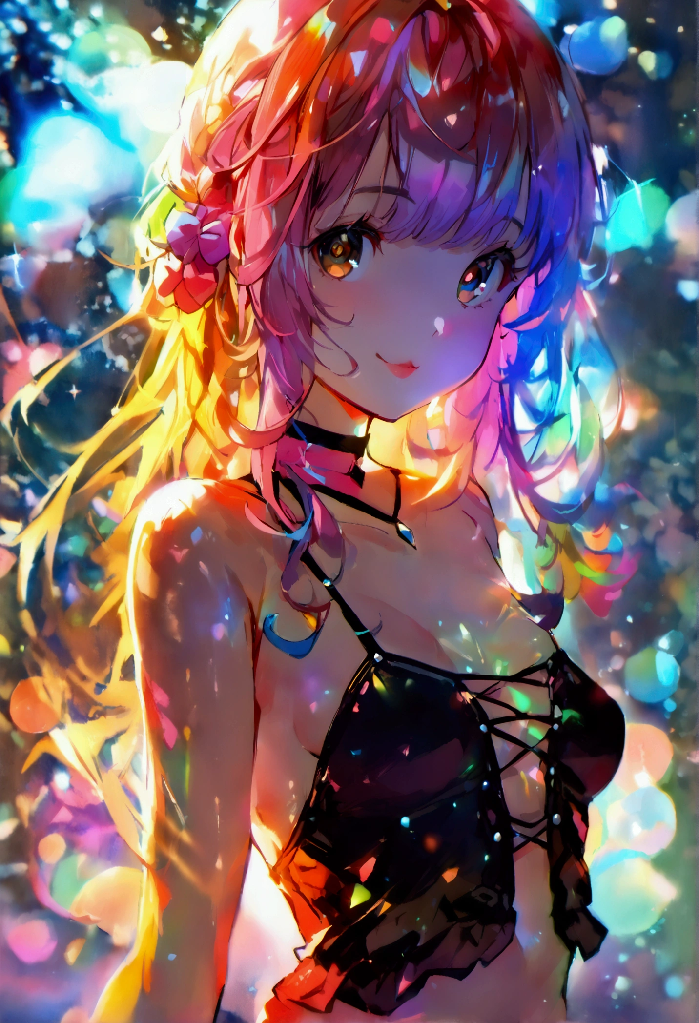 (best quality:1.4),(shiny skin), body focus, (cute face), (((best quality))), illustration, ((Beautiful Finger)), , Beautiful body, Beautiful character design, ,perfect lighting, Colorful, Bright_Front_face_Lighting, ultra high res, highres, absurdres:1.2, bokeh:1.2, lens flare, (vibrant_color:1.2), (Beautiful, small breasts:1.6), (thick thighs:1.3), THICK,
small hair, (brown hair:1.2), two pigtails held by pink hair ties, large round brown eyes, short bangs, wide-eyed expression, pink short-sleeved dress, (ocean:1.3), sand, sun, outdoors, detailed eyes, looking at the viewer, hand on hip