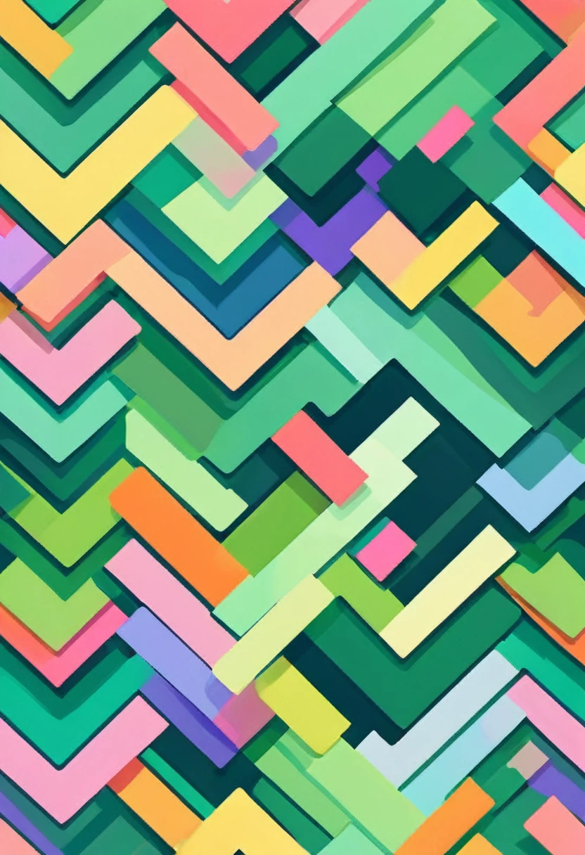 An abstract pattern in pastel rainbow colors. A masterpiece of vector graphics,
Best quality and high resolution guaranteed,
Strong green rectangles merge,
A fascinating work of art, devoured, square