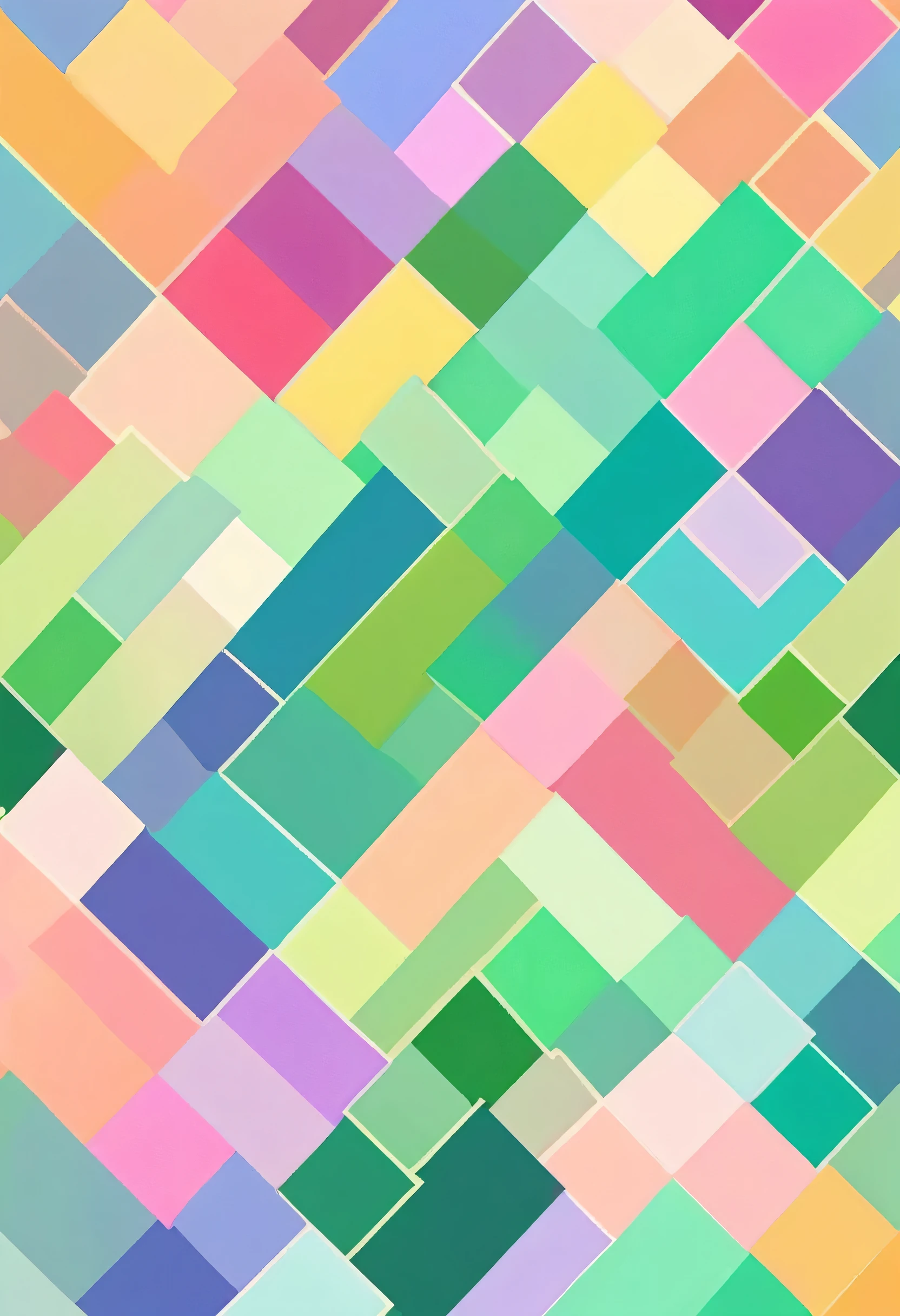 An abstract pattern in pastel rainbow colors. A masterpiece of vector graphics,
Best quality and high resolution guaranteed,
Strong green rectangles merge,
A fascinating work of art, devoured, square 