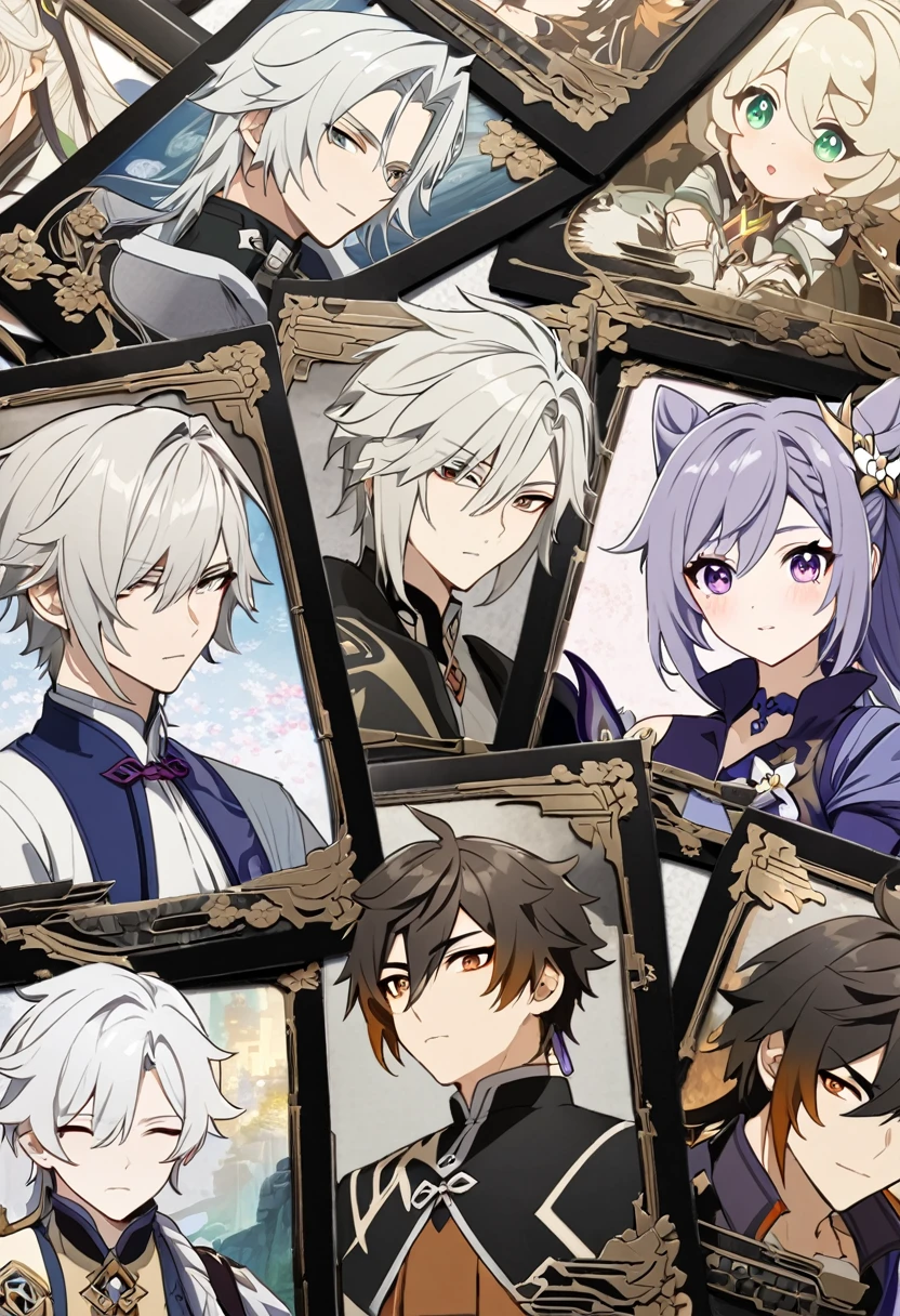 アニメ, um homem com white  hair e longos com uma fraja no dado direito e um livro nas mãos, keqing do impacto genshin, cute androgynous prince, delicate androgynous prince, white  hair deity, zhongli do impacto genshin, handsome guy in demon slayer art, genshin, photo of a male cleric, white  hair, portrait of thancred, arte detalhada de personagem de アニメ